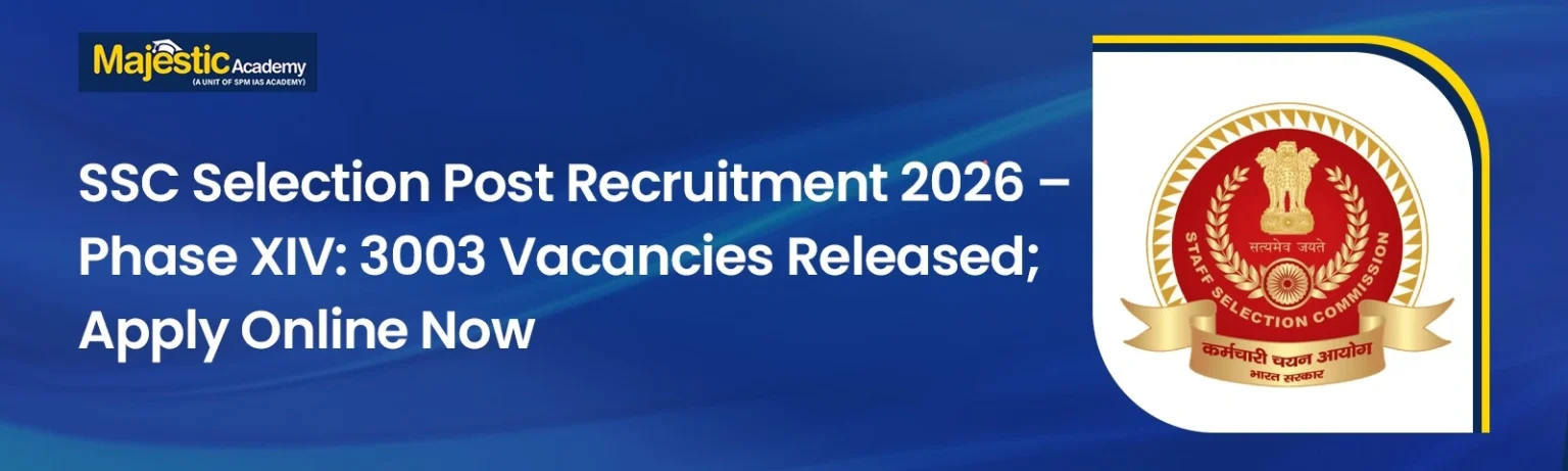 SSC Selection Post Recruitment 2026 Phase XIV banner showing 3003 vacancies notification released by Staff Selection Commission apply online details