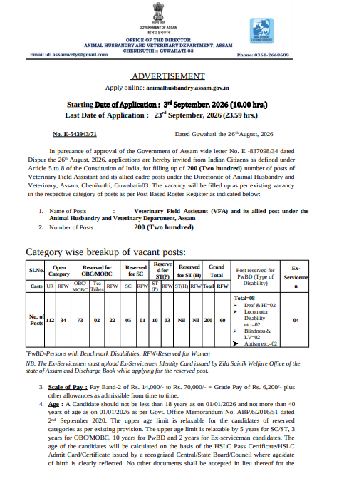 Assam VFA Recruitment